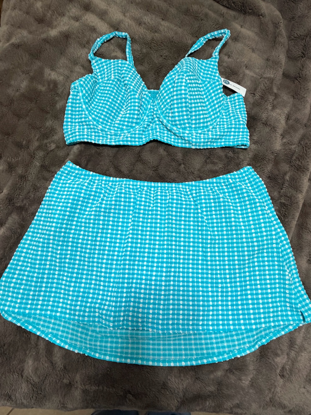 Lane Bryant Gingham Blue 2 piece swim